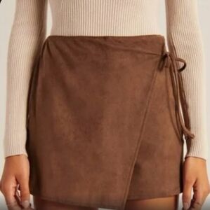 Abercrombie Vegan Suede Crossover Skort XL